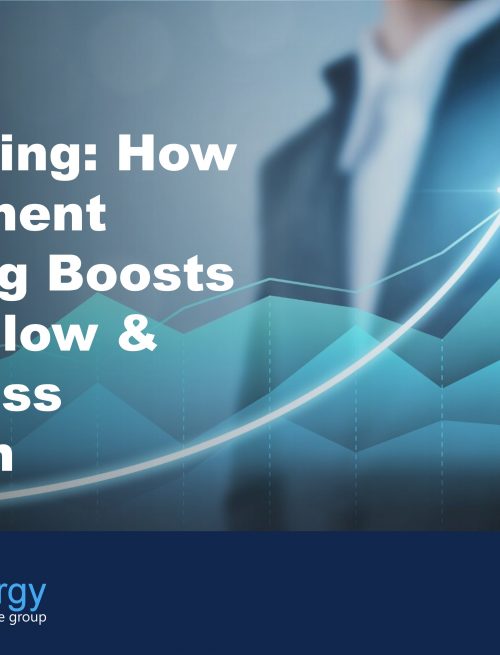 Cover image showing a man in suit in background with a business trajectory chart to illustrate how equipment leasing boosts cash flow and business growth