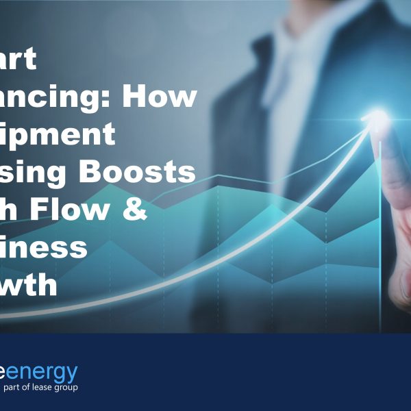 Cover image showing a man in suit in background with a business trajectory chart to illustrate how equipment leasing boosts cash flow and business growth