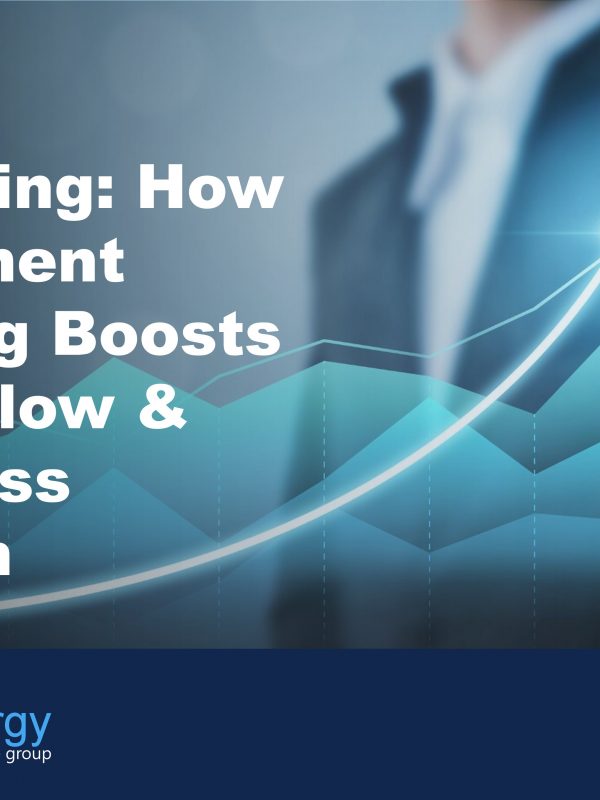 Cover image showing a man in suit in background with a business trajectory chart to illustrate how equipment leasing boosts cash flow and business growth