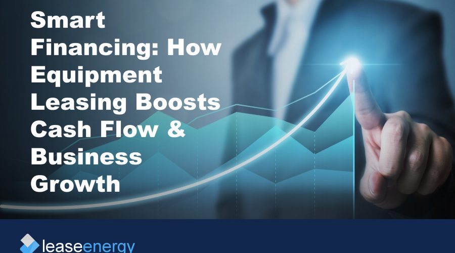 Cover image showing a man in suit in background with a business trajectory chart to illustrate how equipment leasing boosts cash flow and business growth