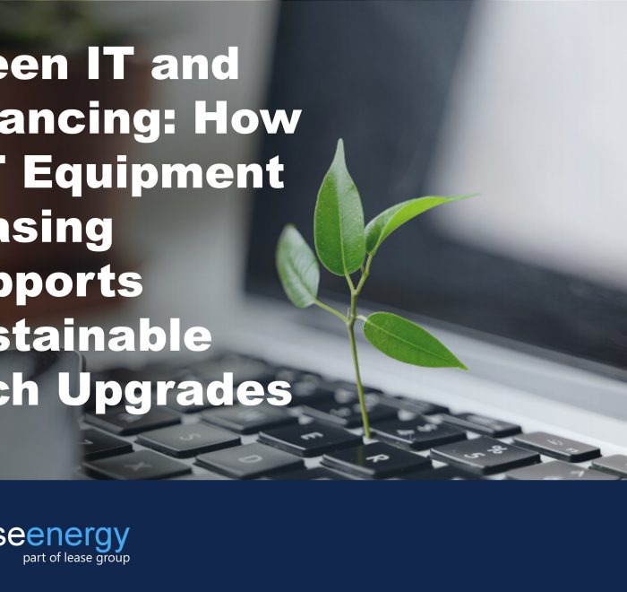 image of a computer keyboard with a small sprouted leaf coming out of it to illustrate the benefits of ICT equipment leasing for green it practices