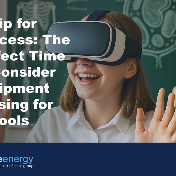 a student with VR headset on to illustrate the benefits of equipment leasing for schools