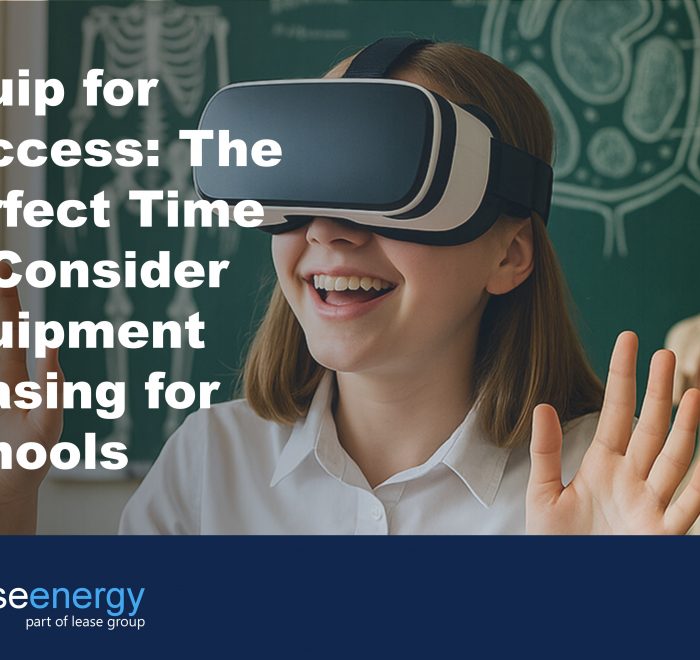 a student with VR headset on to illustrate the benefits of equipment leasing for schools