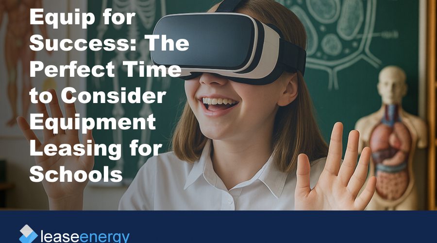 a student with VR headset on to illustrate the benefits of equipment leasing for schools