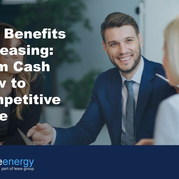 three people talking to illustrate discussing the benefits of leasing