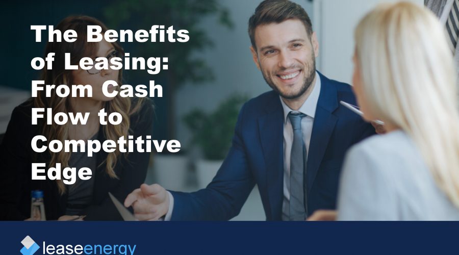 three people talking to illustrate discussing the benefits of leasing