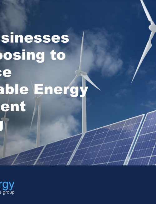 Image of solar panels and wind turbines with a cloudy sky background to illustrate the benefits of renewable energy equipment leasing or finance